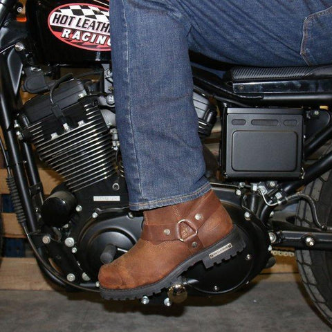 Hot Leathers Men's Rust Brown 11-inch Harness Motorcycle Leather Boots BTM1001