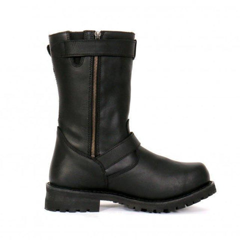 Hot Leathers Men's Black 10-inch Tall Round Toe Engineer Leather Boots with Lug Sole BTM1005