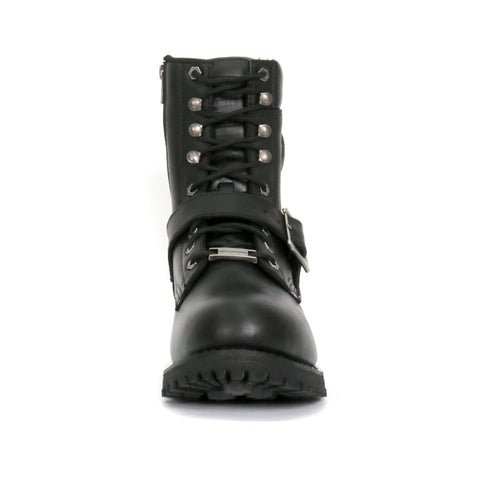 Hot Leathers Men's Wide Width Black 8-inch Logger Leather Boots with Adjustable Buckle BTM1006