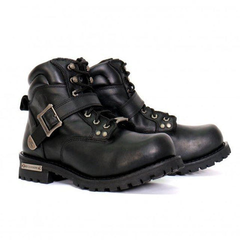 Hot Leathers Men's Black 6-inch Logger Leather Boots with Adjustable Buckle BTM1007