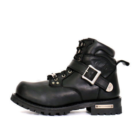Hot Leathers Men's Black 6-inch Logger Leather Boots with Adjustable Buckle BTM1007