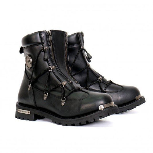 Hot Leathers Men's Black 7-Inch Leather Lace Up Boots with Zipper Closure BTM1009