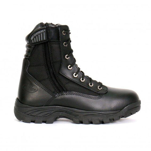 Hot Leathers Men's Black Leather Swat Style Lace Up Boots with Zippers BTM1012