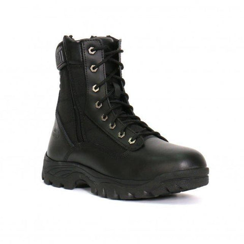 Hot Leathers Men's Black Leather Swat Style Lace Up Boots with Zippers BTM1012