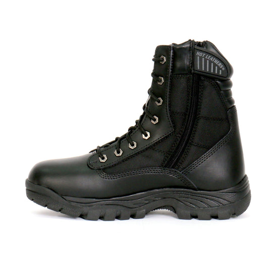 Hot Leathers Men's Black Leather Swat Style Lace Up Boots with Zippers BTM1012