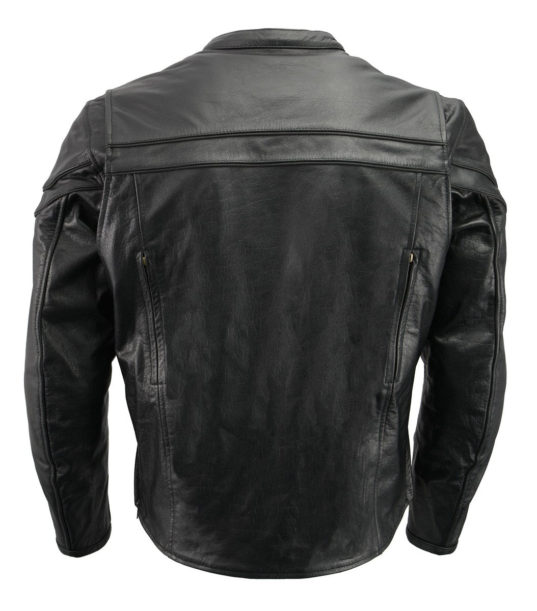 Men’s Premium Leather Crossover Vented Scooter Jacket with Removable CE Approved Armor BZ2525