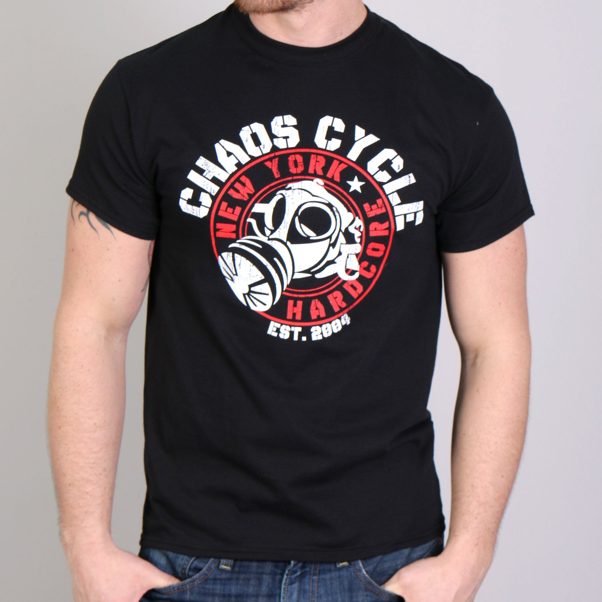 Official Chaos CCM1001 Men’s Cycle Gas Mask Logo Black T-Shirt