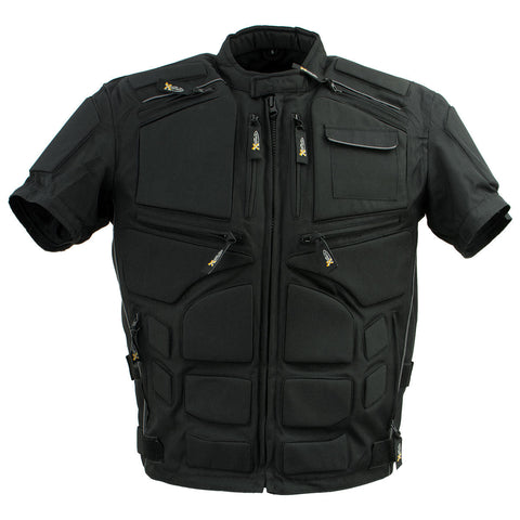 Xelement CF5050 Men's 'Morph' Black and Grey Tri-Tex Armored Jacket with Removable Sleeves