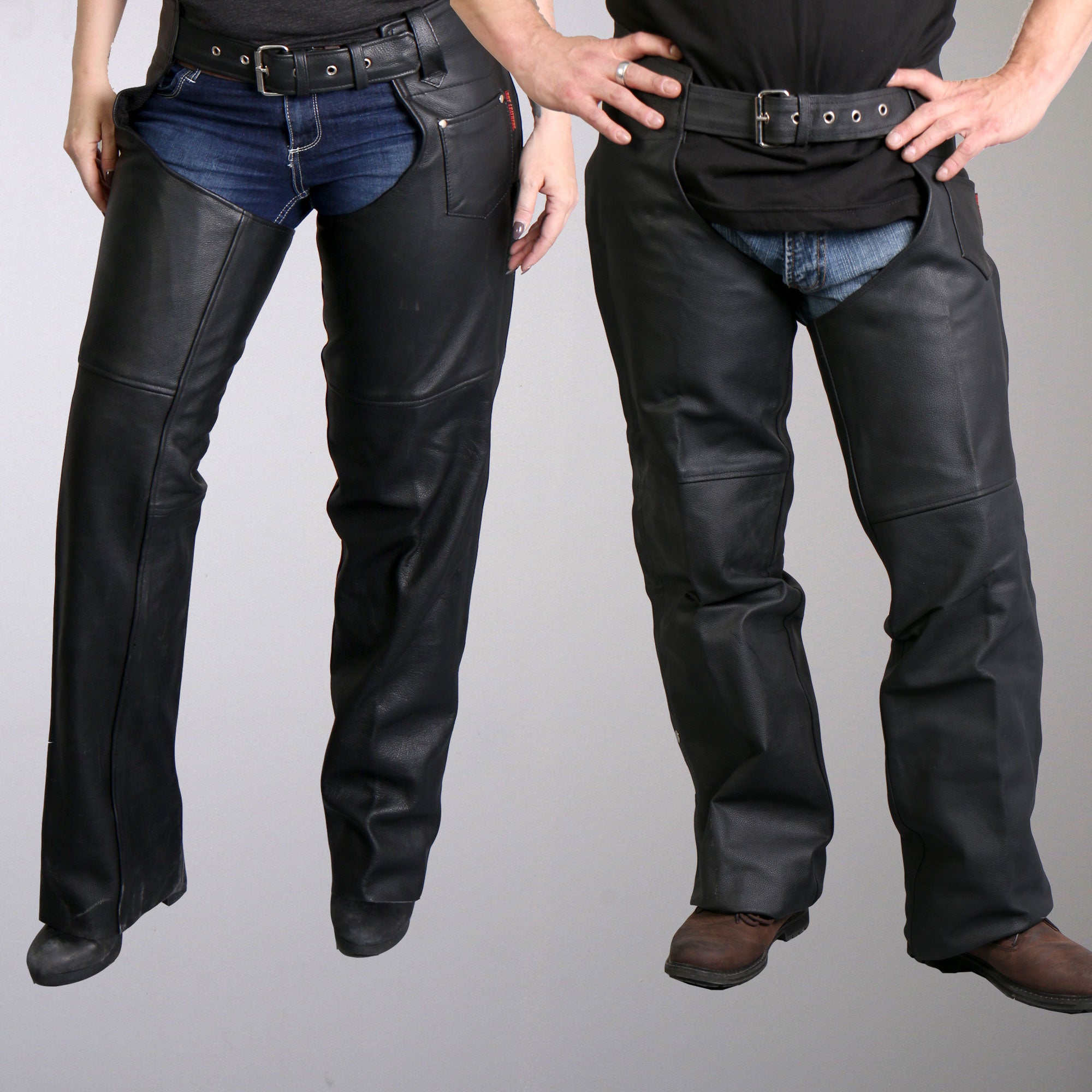 Hot Leathers CHM1001 Best Selling Black Fully Lined Unisex motorcycle Leather Biker Chaps