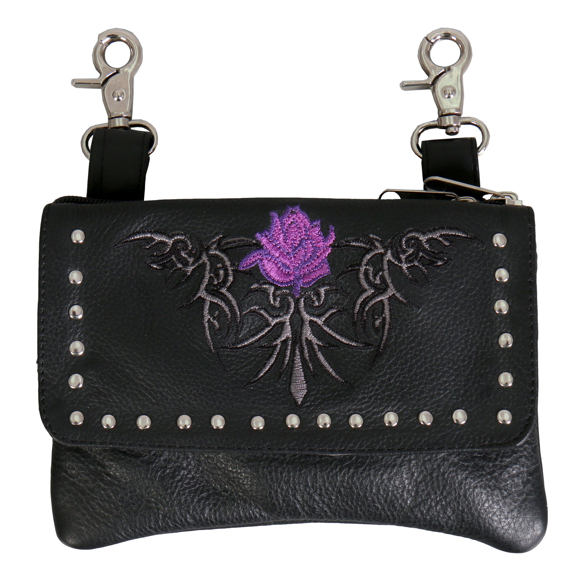 Hot Leathers CPE2008 Clip Pouch Purple Flower-8x5x1