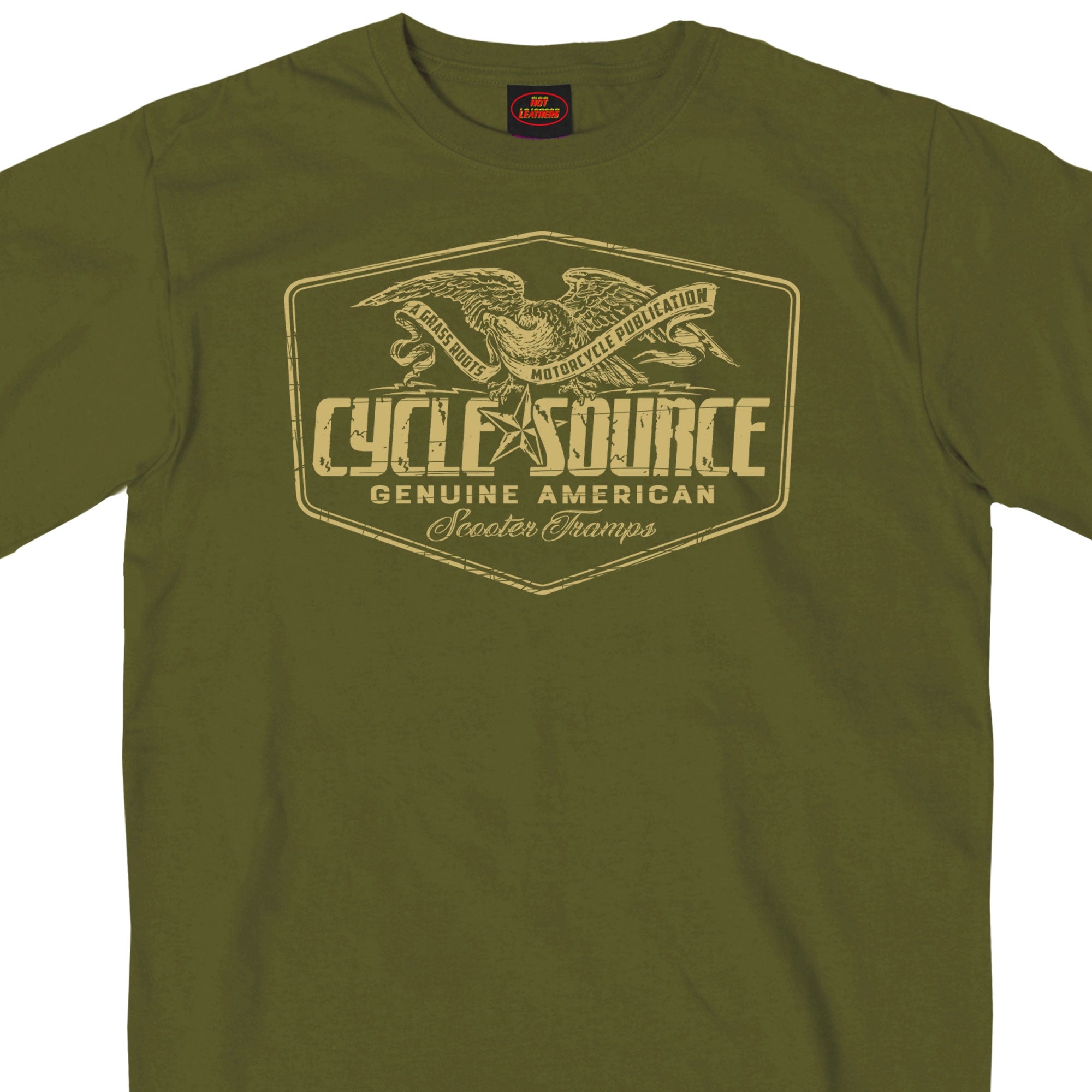 Official Cycle Source Magazine CSM1007 Mens Eagle Military Green T-Shirt
