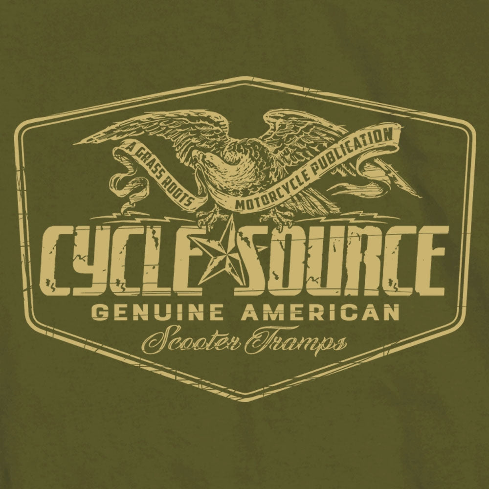 Official Cycle Source Magazine CSM1007 Mens Eagle Military Green T-Shirt