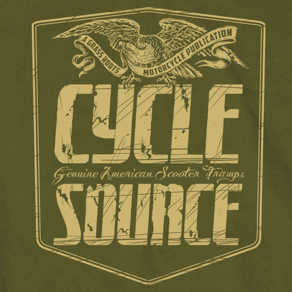 Official Cycle Source Magazine CSM1007 Mens Eagle Military Green T-Shirt