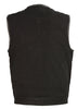 Club Vest CV3004LT Men's Black Denim Collarless Vest with Concealed Snaps and Hidden Zipper