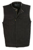 Club Vest CV3004LT Men's Black Denim Collarless Vest with Concealed Snaps and Hidden Zipper