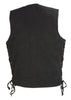 Club Vest CVM1360 Men's Classic Side Lace Black Denim Vest with Snap Buttons