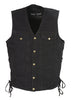 Club Vest CVM1360 Men's Classic Side Lace Black Denim Vest with Snap Buttons