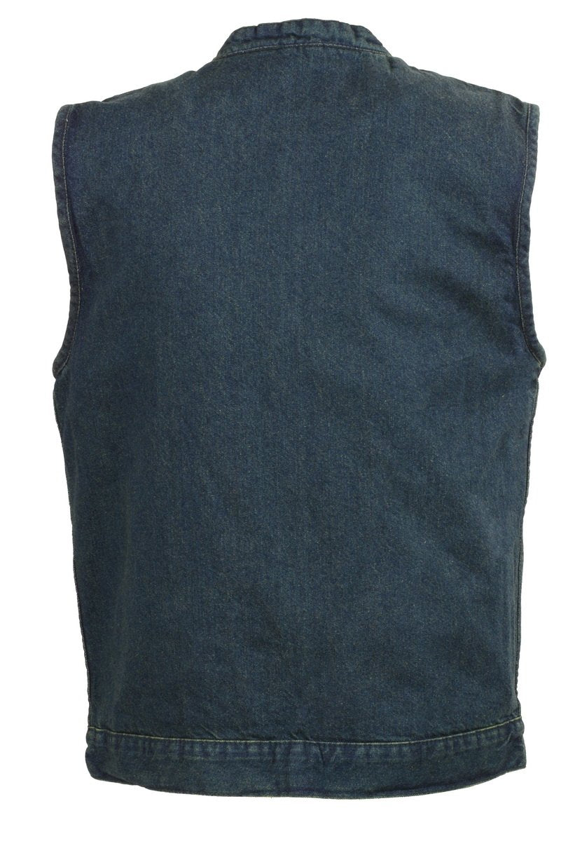 Club Vest CVM3000 Men's Classic Blue Denim Vest with Dual Front Closure