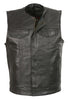 Club Vest CVM3711 Men’s Black Leather Vest with Seamless Back Design
