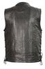 Club Vest CVM3712 Men’s Black Side Lace Leather Vest with Seamless Back Design
