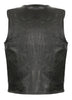 Club Vest CVM3740 Men’s Black Seamless Front and Back Design Leather Vest