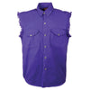 Milwaukee Performance DM1006 Men's Purple Lightweight Sleeveless Denim Shirt - Milwaukee Performance Mens Denim Shirts