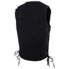 Milwaukee Leather DM1315 Men's Black Denim Classic Side Lace Snap Front Vest