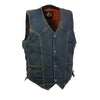 Milwaukee Leather DM1315 Men's Blue Denim Classic Side Lace Snap Front Vest