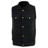 Milwaukee Leather DM1331 Men's Black Snap Front Denim Vest with Shirt Style Collar