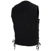 Milwaukee Leather DM1360 Men's Black Side Lace Denim Vest with Chest Pockets