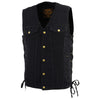 Milwaukee Leather DM1360 Men's Black Side Lace Denim Vest with Chest Pockets