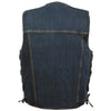 Milwaukee Leather DM1360 Men's Blue Side Lace Denim Vest with Chest Pockets
