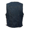 Milwaukee Leather DM1989 Men's Blue Denim 10 Pocket Side Lace Vest