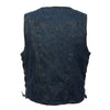 Milwaukee Leather DM1989 Men's Blue Denim 10 Pocket Side Lace Vest with Gun Pockets - Milwaukee Leather Mens Denim Vests