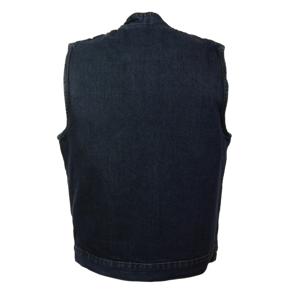 Milwaukee Performance DM2238 Men's Blue Denim Snap Front Club Vest with Gun Pocket - Milwaukee Performance Mens Denim Vests