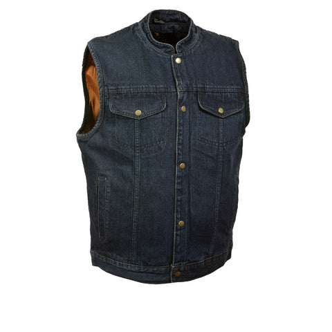 Milwaukee Leather DM2238 Men's Blue Denim Snap Front Club Style Vest