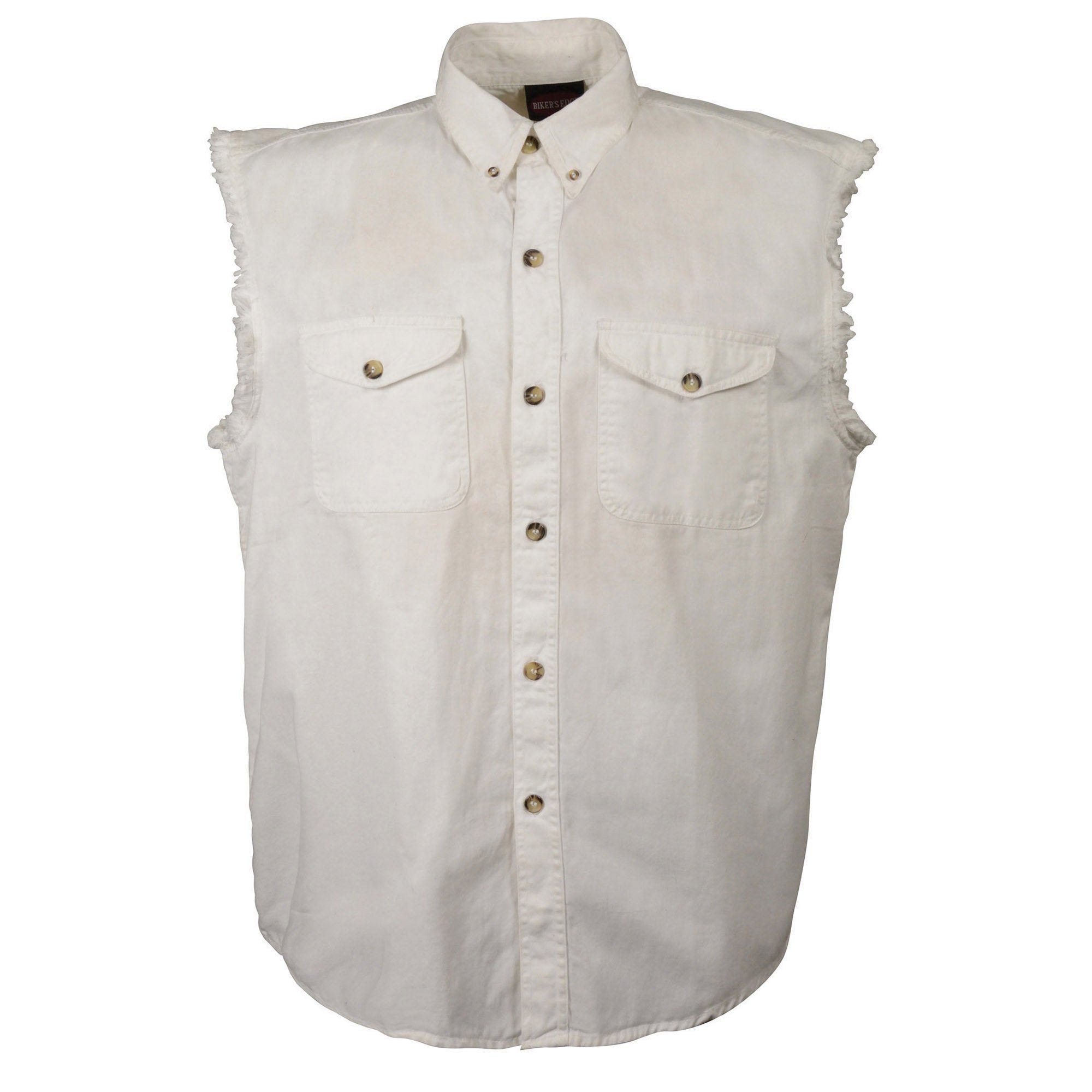 Milwaukee Leather DM4006 Men's White Lightweight Sleeveless Denim Shirt