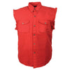 Milwaukee Leather DM4007 Men's Red Lightweight Sleeveless Denim Shirt