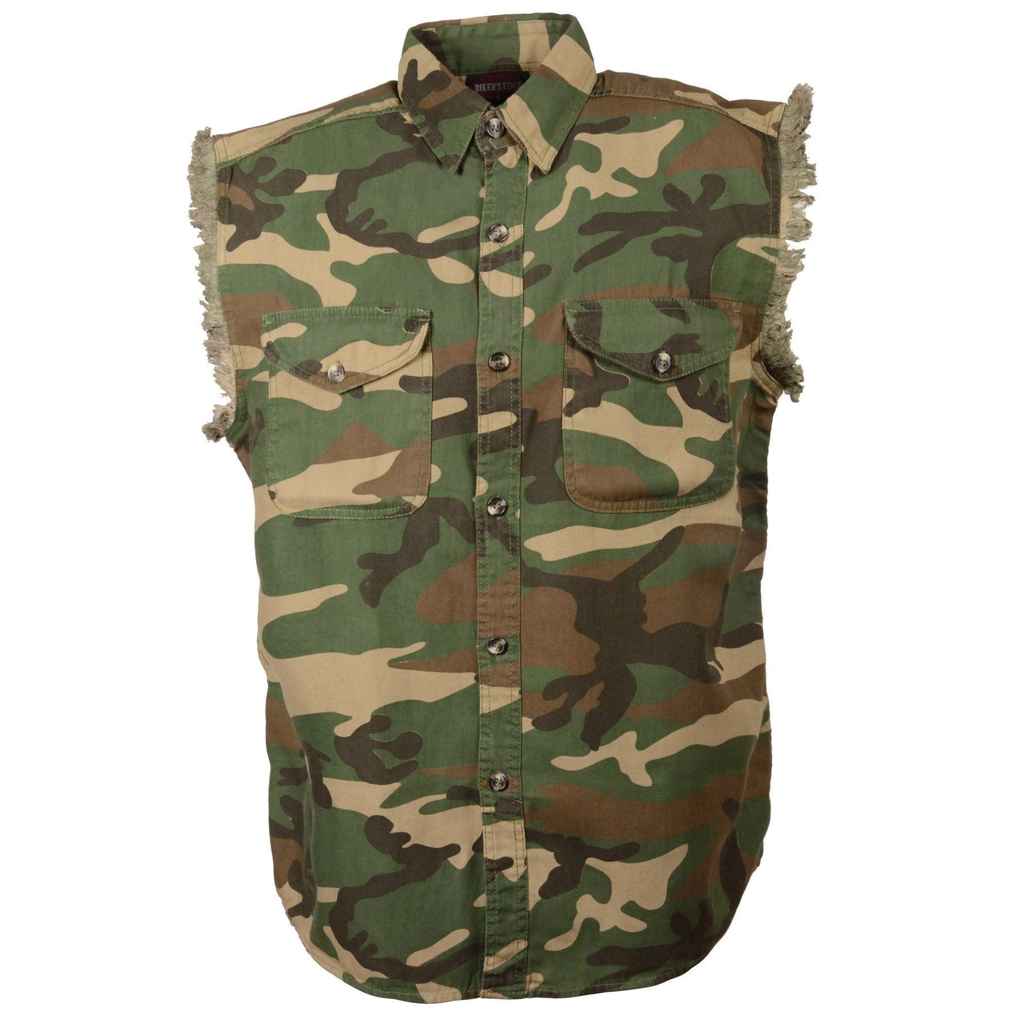 Milwaukee Performance DM4010 Men's Jungle Camo Sleeveless Denim Shirt - Milwaukee Performance Denim Mens Shirts