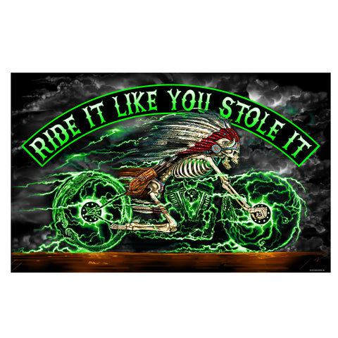 Hot Leathers FGA1062 Skeleton Cycle Full Size Biker Flag