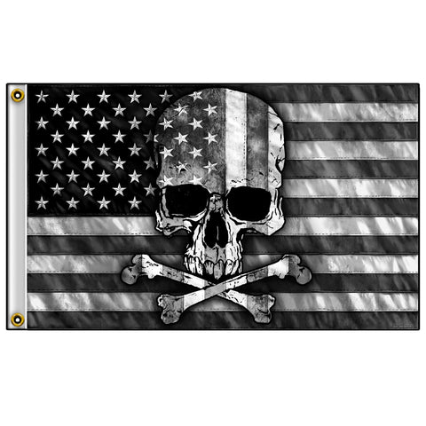 Hot Leathers FGA1073 Gray Skull Flag