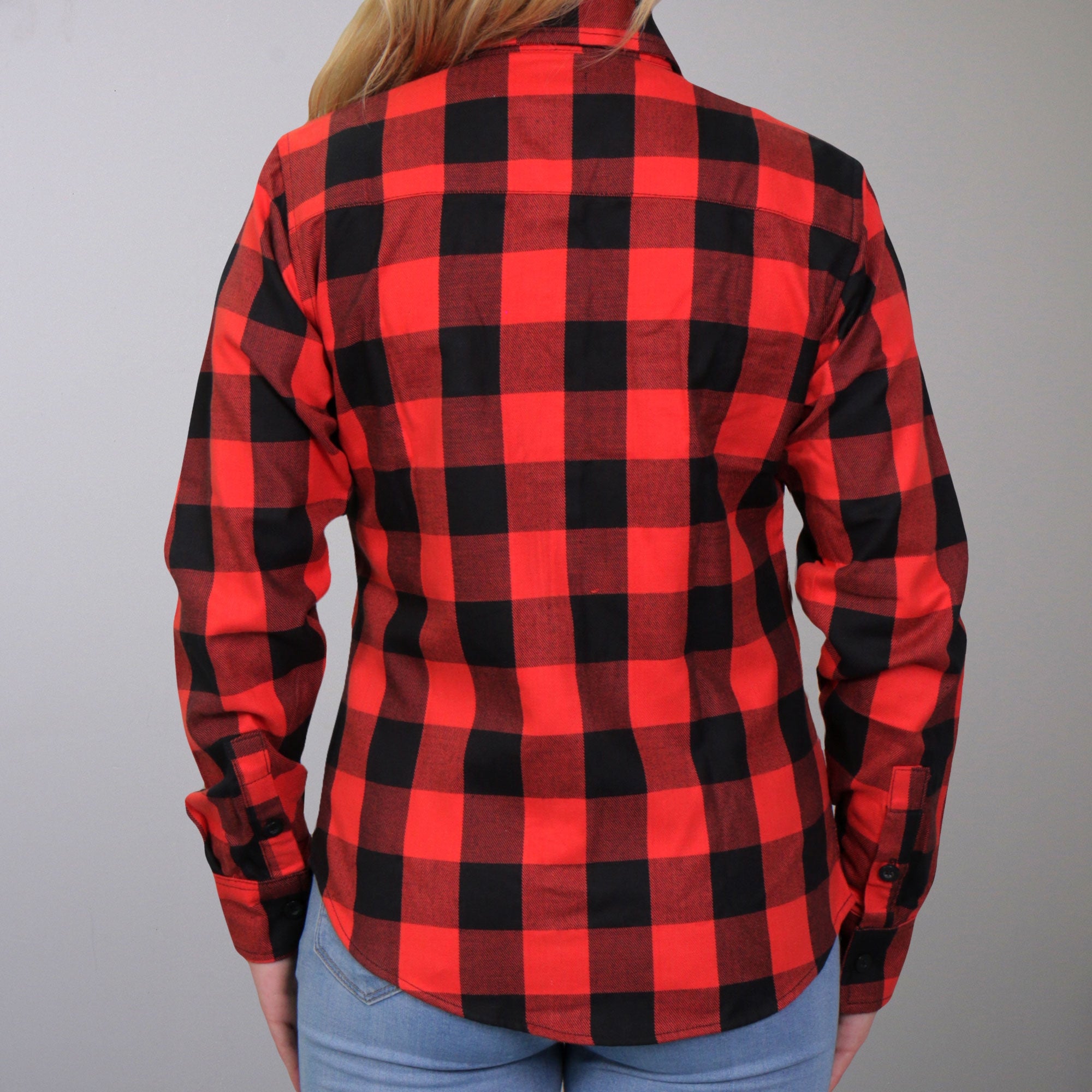 Hot Leathers FLL3002 Ladies Black and Red Long Sleeve Flannel