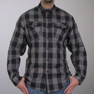 Hot Leathers FLM2001 Mens Black and Gray Long Sleeve Flannel Shirt