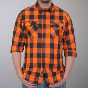 Hot Leathers FLM2007 Mens Orange and Black Long Sleeve Flannel Shirt