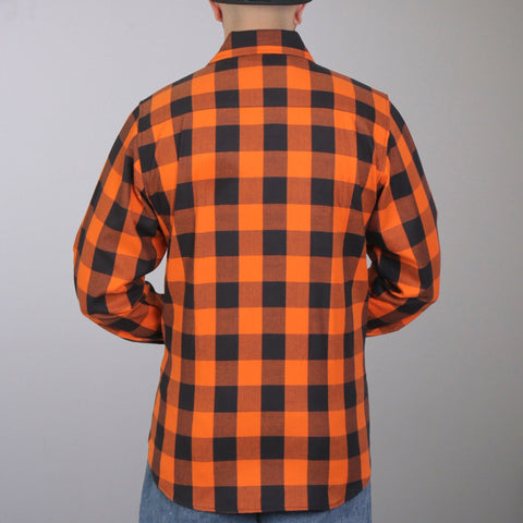 Hot Leathers FLM2007 Mens Orange and Black Long Sleeve Flannel Shirt