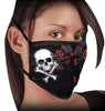Milwaukee Leather FMD1020 Ladies 'Rose and Skull' 100 % Cotton Protective Face Mask with Optional Filter Pocket
