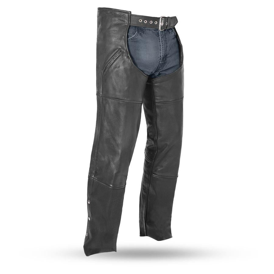 First Manufacturing FMM830BM Black ‘The Nomad’ Unisex Motorcycle Leather Chaps