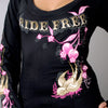 Hot Leathers GLC3131 Ladies Cherries Scoopneck Black Long Sleeve T-Shirt