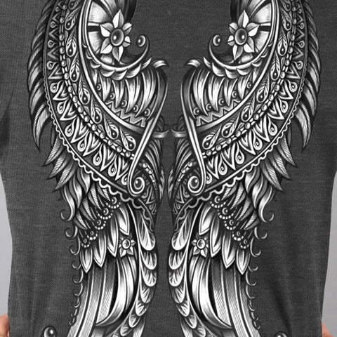 Hot Leathers Ornate Angel Wings Curvy Plus Size Ladies T-Shirt GLD1507