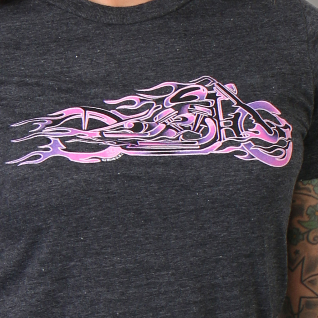 Hot Leathers Ladies Pink and Purple Fire Bobber Full Cut Motorcycle Shirt GLR1215